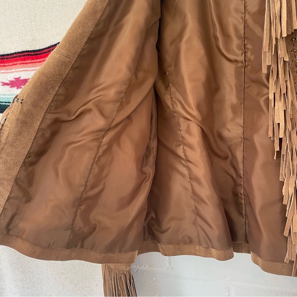 The Last Best Place Tan Suede Fringe Jacket Vintage Beauty Size Medium Festival - Picture 8 of 12